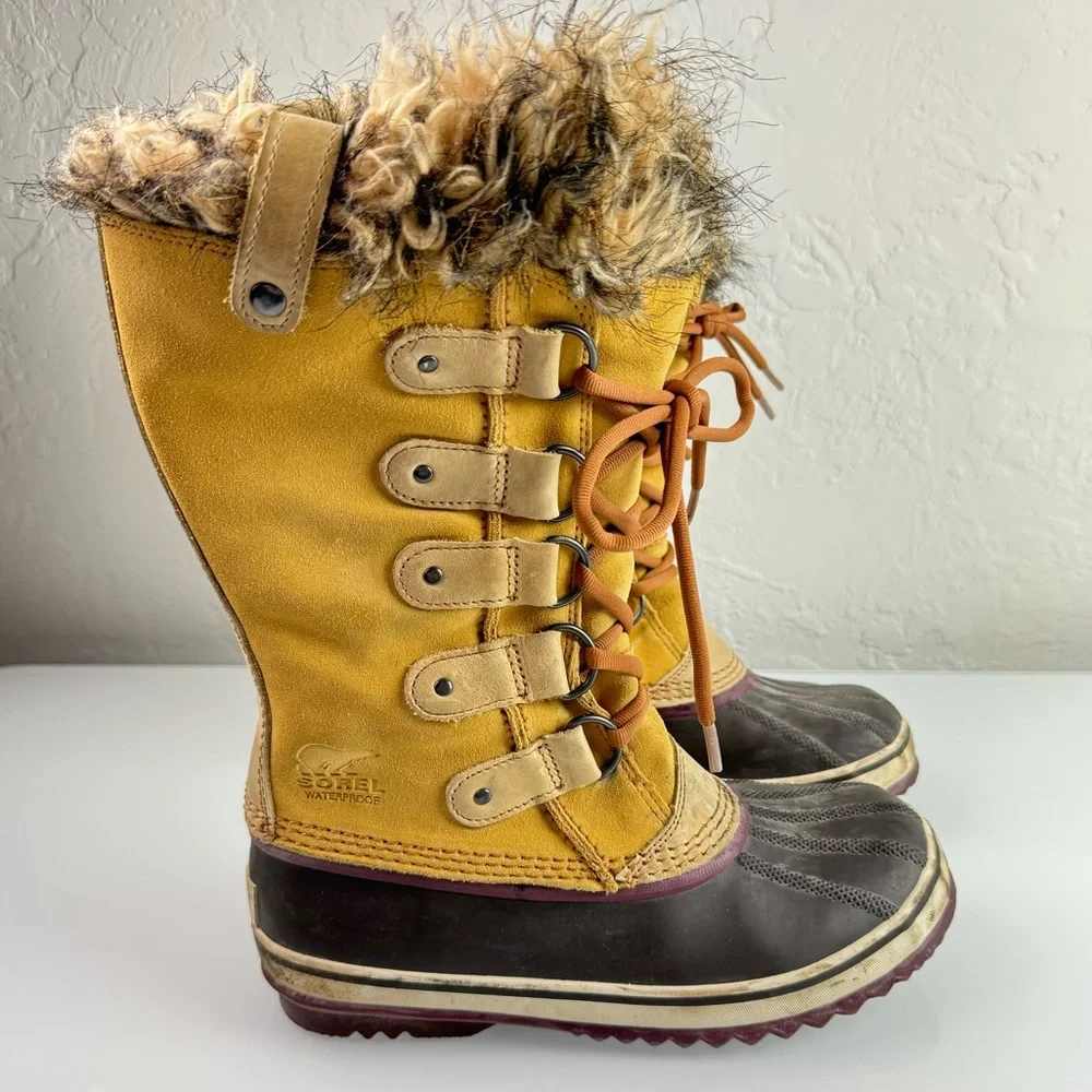 Sorel‎ Boots Joan of Arctic Winter Snow Tan Beige Waterproof Leather Lined